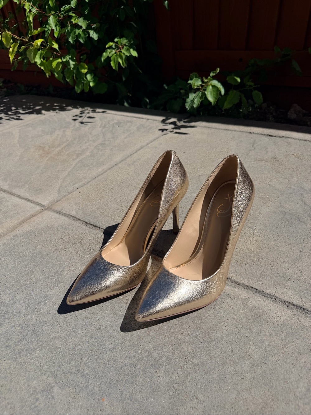 Sam Edelman Hazel Gold Leaf Stiletto Pumps Pointed Toe Size 10W